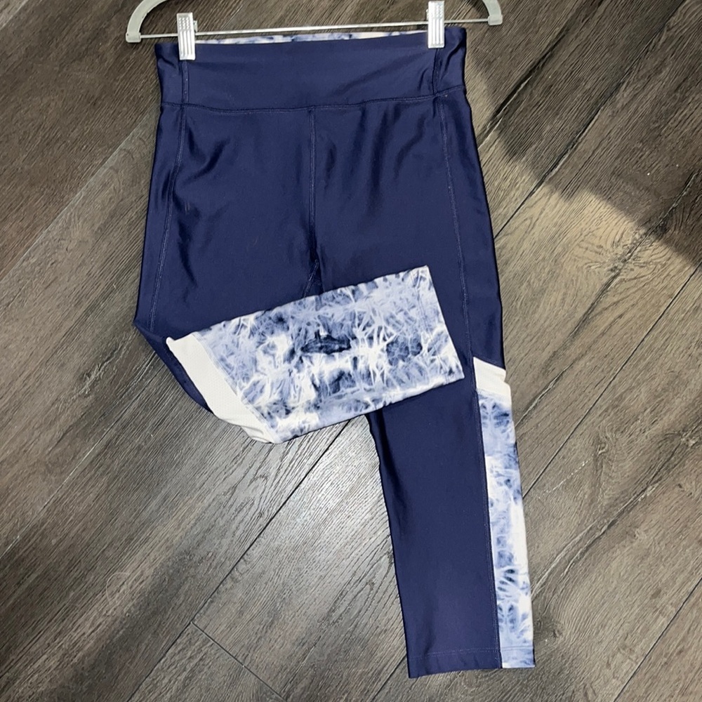 Under Armour Compression Alpha Heat Gear Tie Dye Capri Size Medium Blue/White - Picture 5 of 11